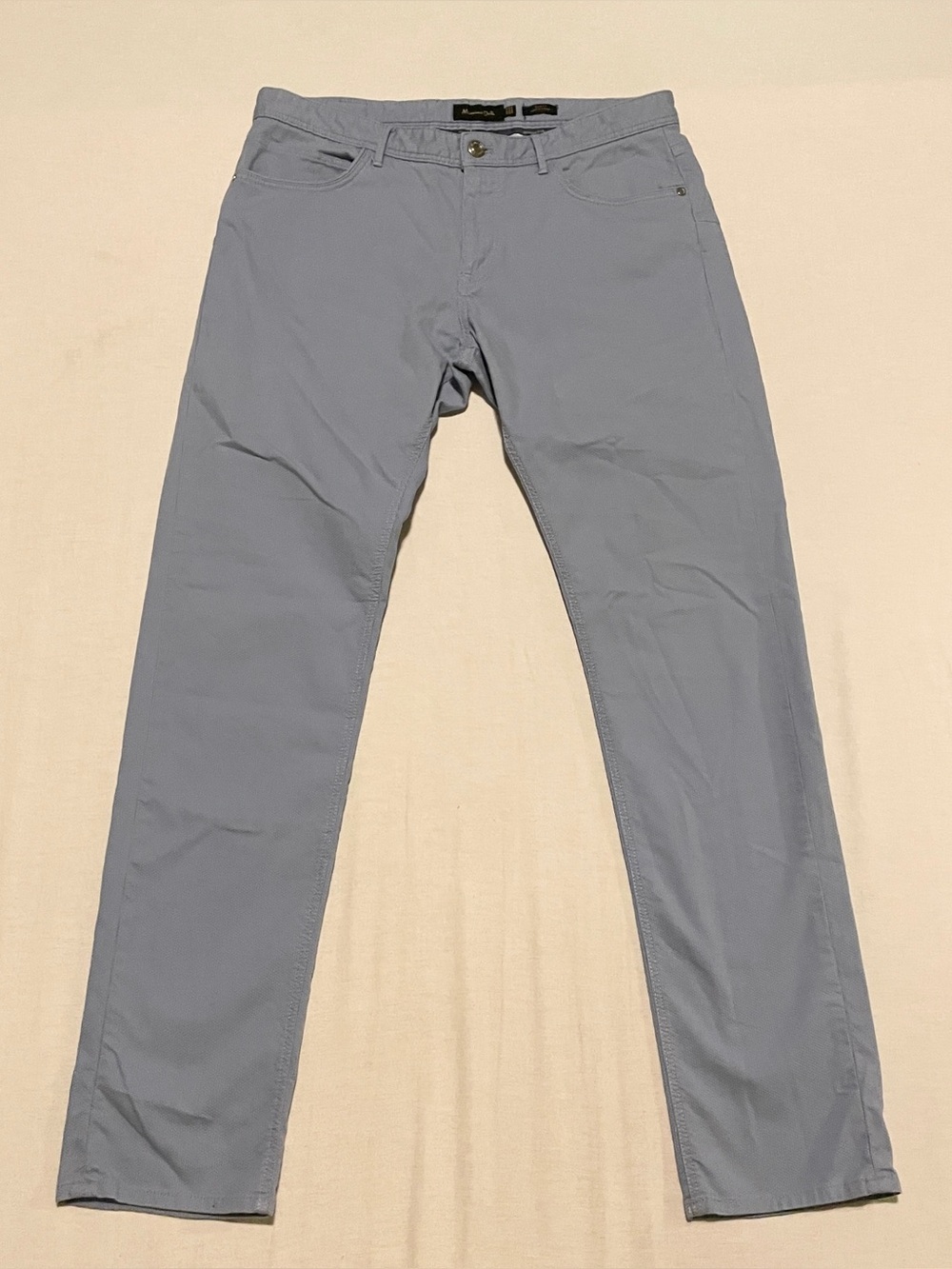 Massimo Dutti Men’s Slim Fit Textured Birdseye Pants Blue Size 34